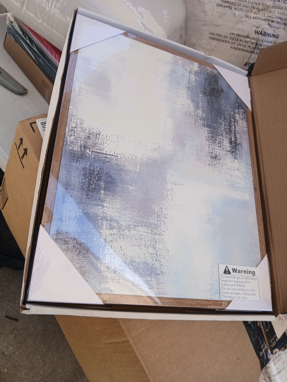 Abstract Blue & White Triptych Wall Art - Brand - Picture 9 of 10